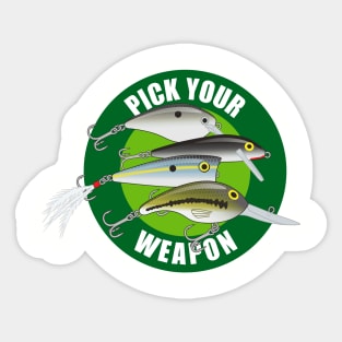 Pick Your Weapon Fishing Lures - Green on Green Sticker